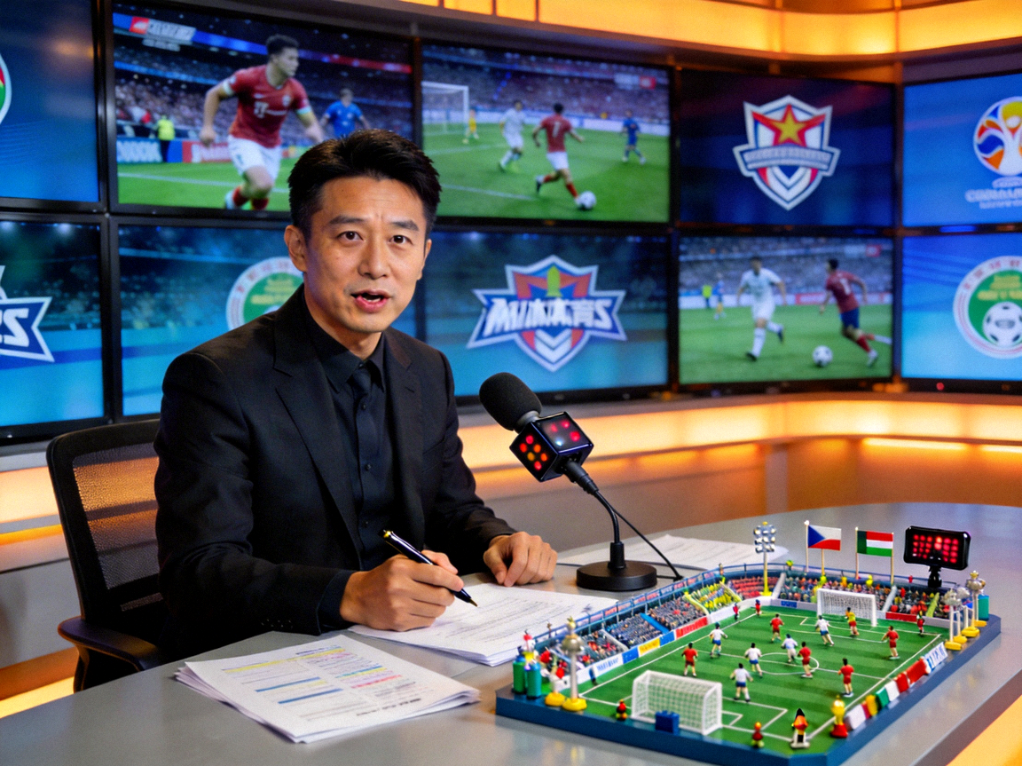 综合体育评论员赵明在录制节目